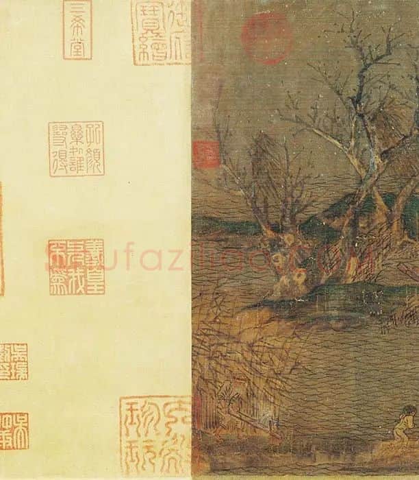 赵干《江行初雪图》卷_05