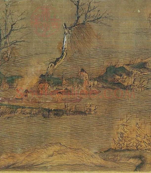 赵干《江行初雪图》卷_06