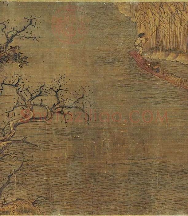 赵干《江行初雪图》卷_19