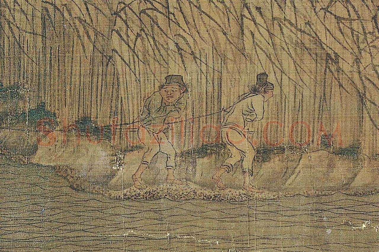 赵干《江行初雪图》高清局部 (1)