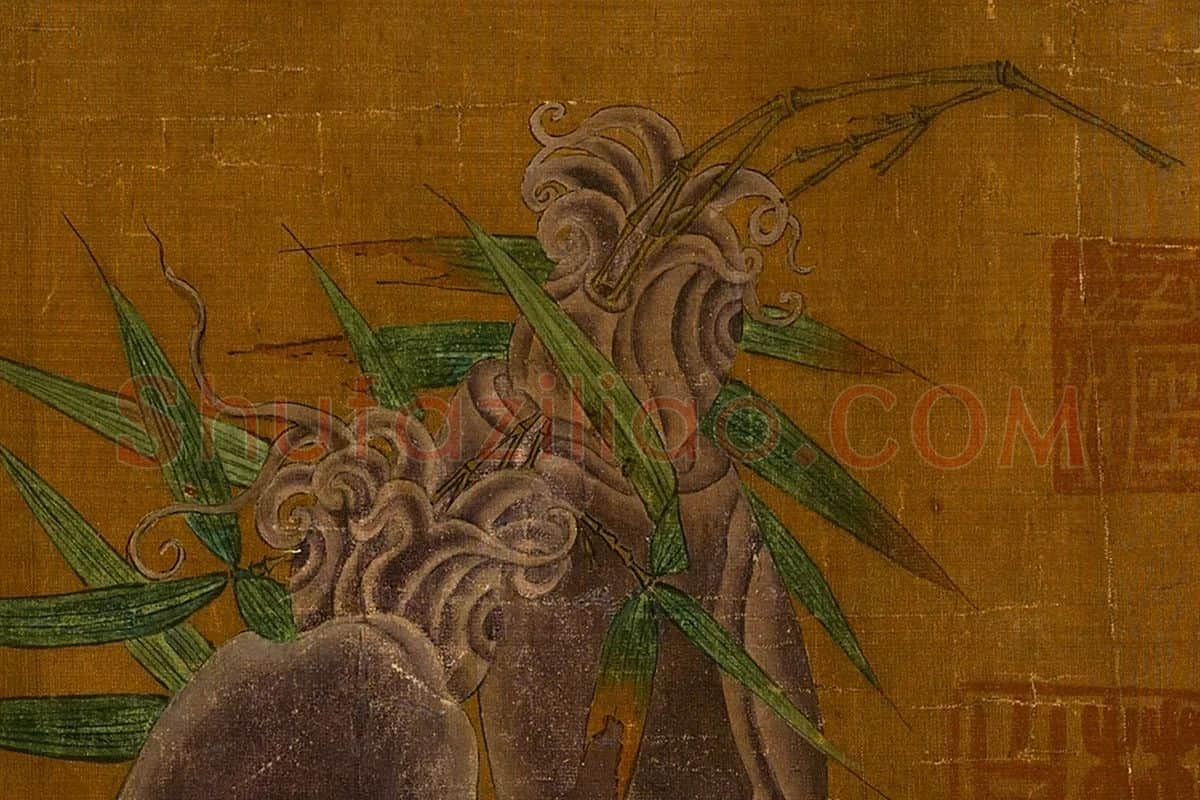 宋徽宗工笔《海鲜贯竹》局部-02