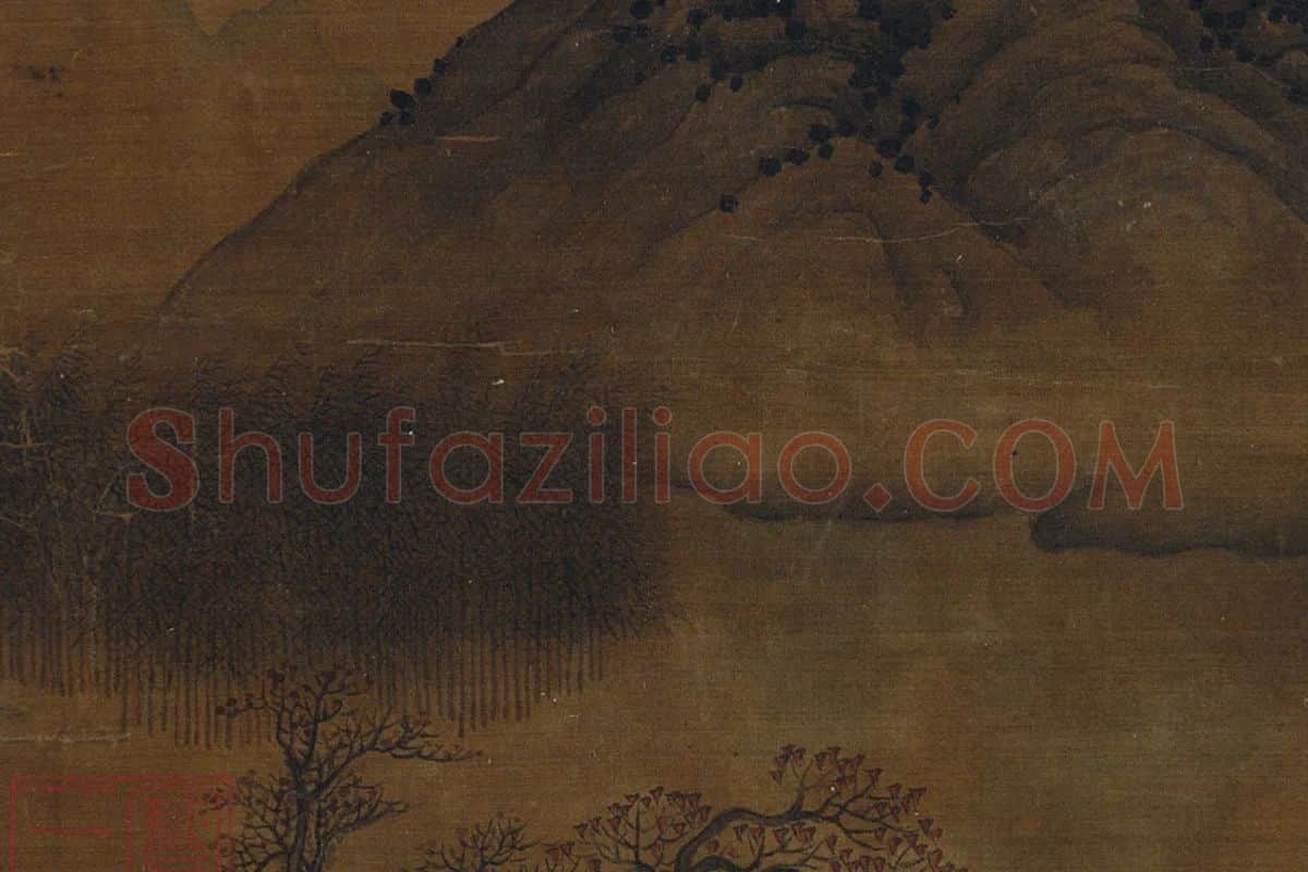 宋徽宗山水画溪山晚钓局部 (3)