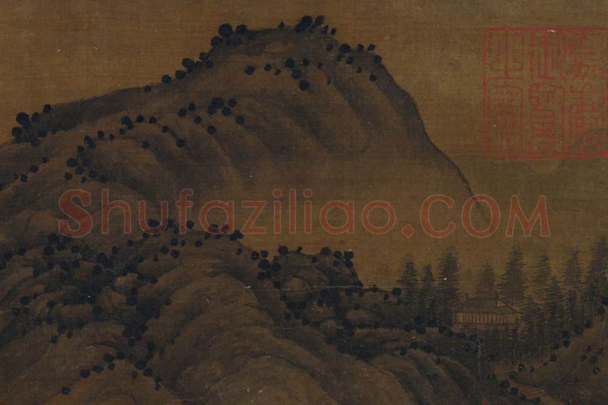 宋徽宗山水画溪山晚钓局部 (4)