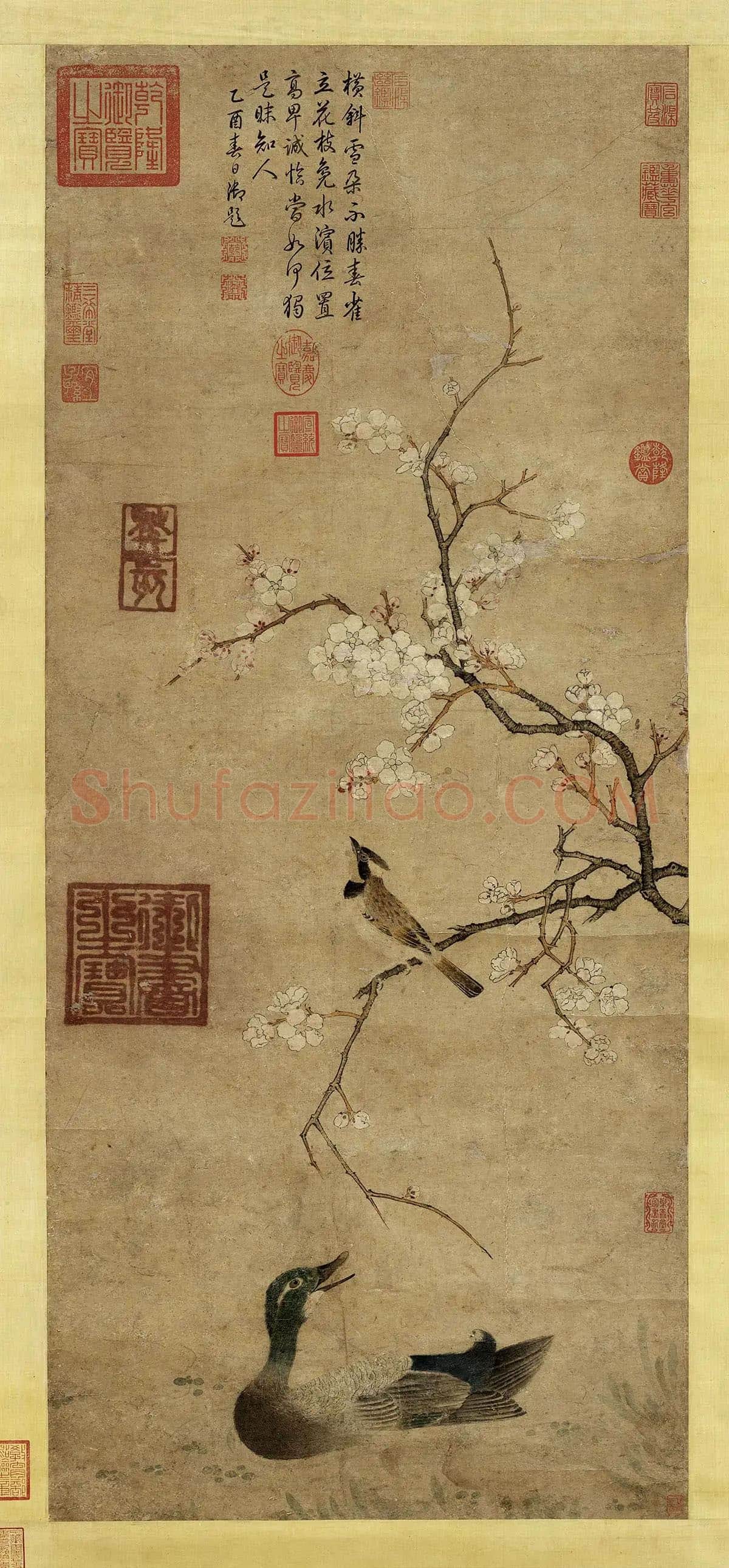 宋徽宗赵佶花鸟画《梨花》轴