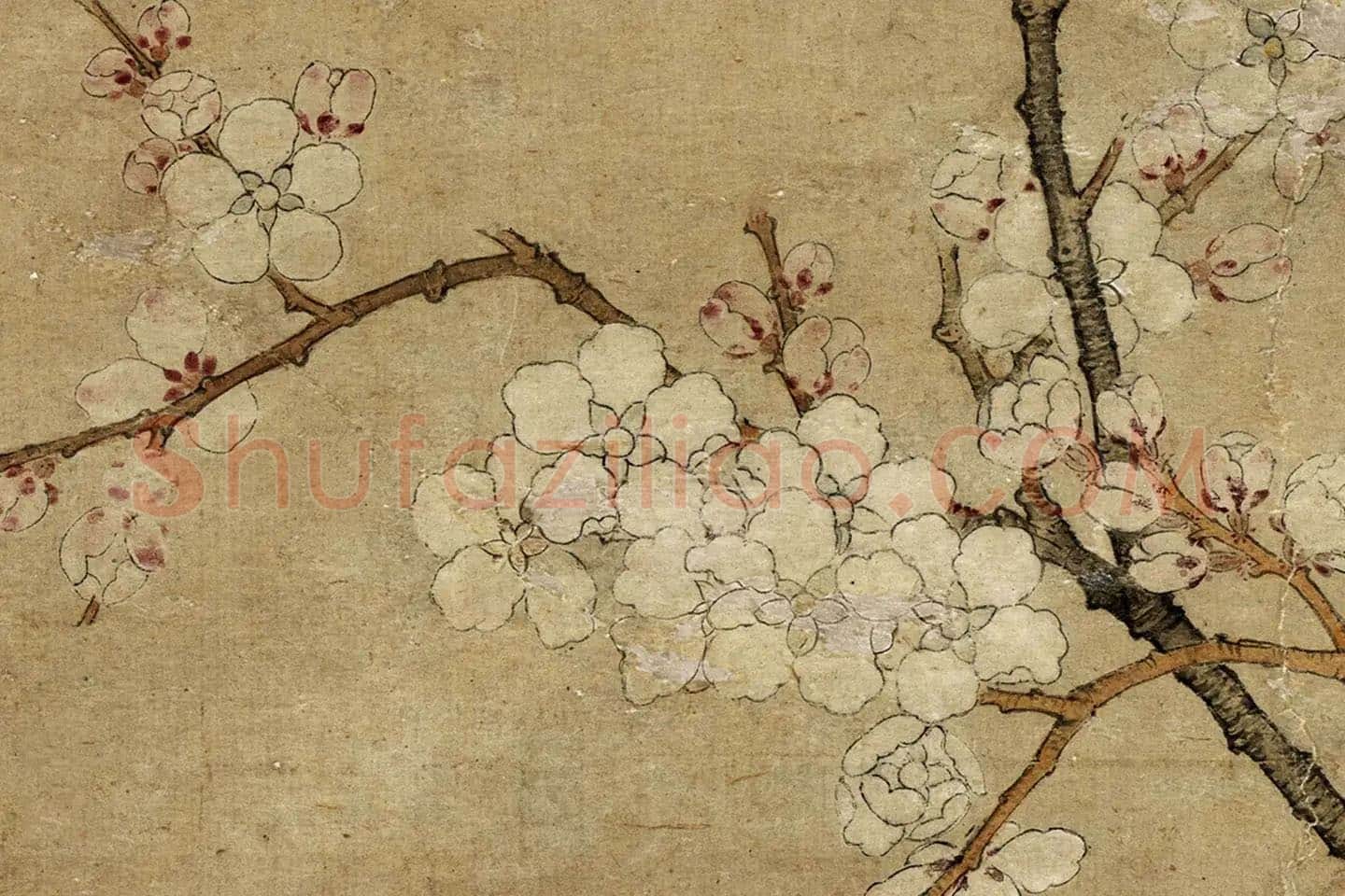 宋徽宗赵佶花鸟画《梨花轴》高清大图局部 (2)