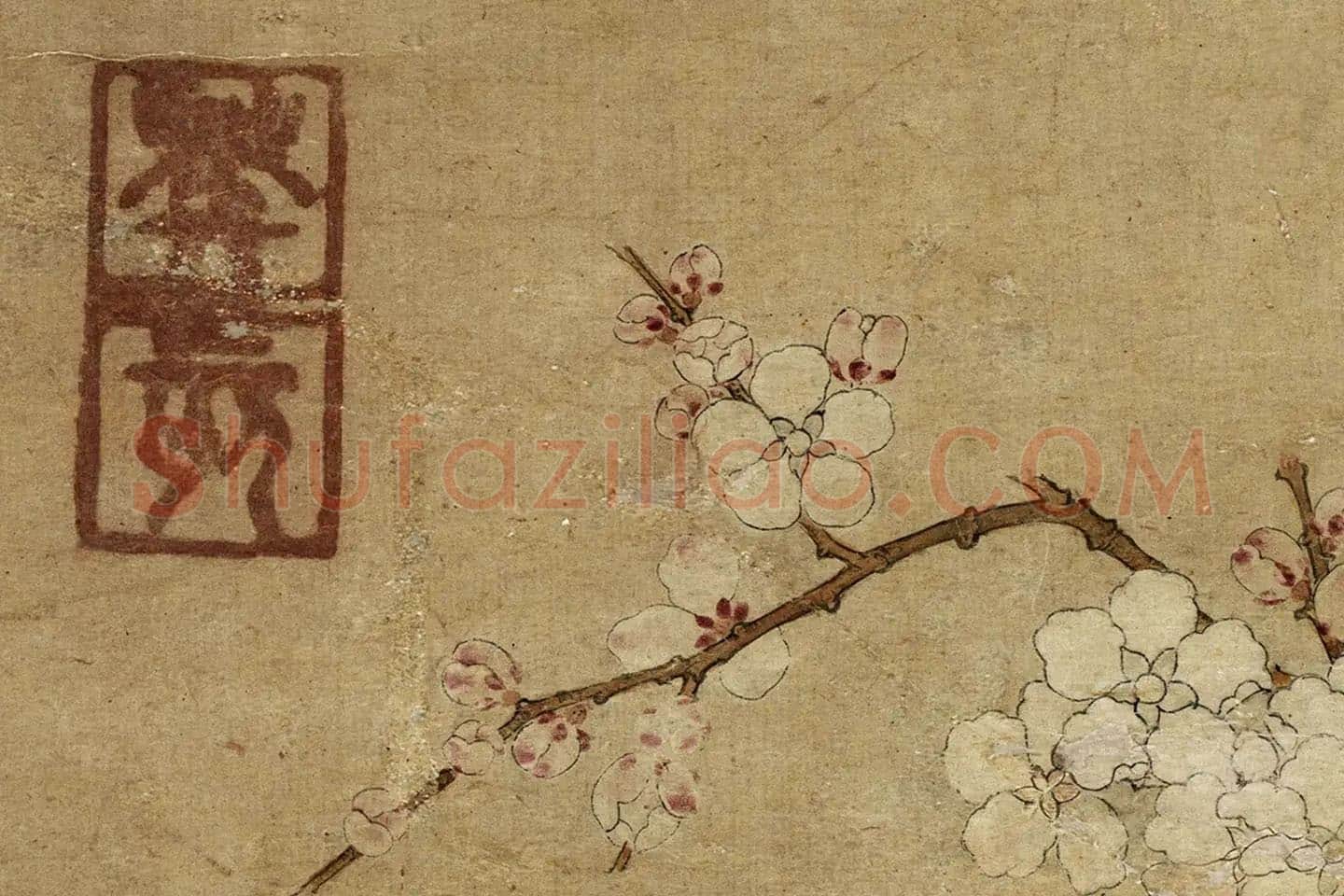 宋徽宗赵佶花鸟画《梨花轴》高清大图局部 (6)