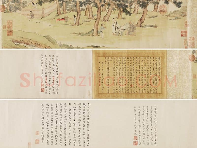 仇英《写经换茶图》卷