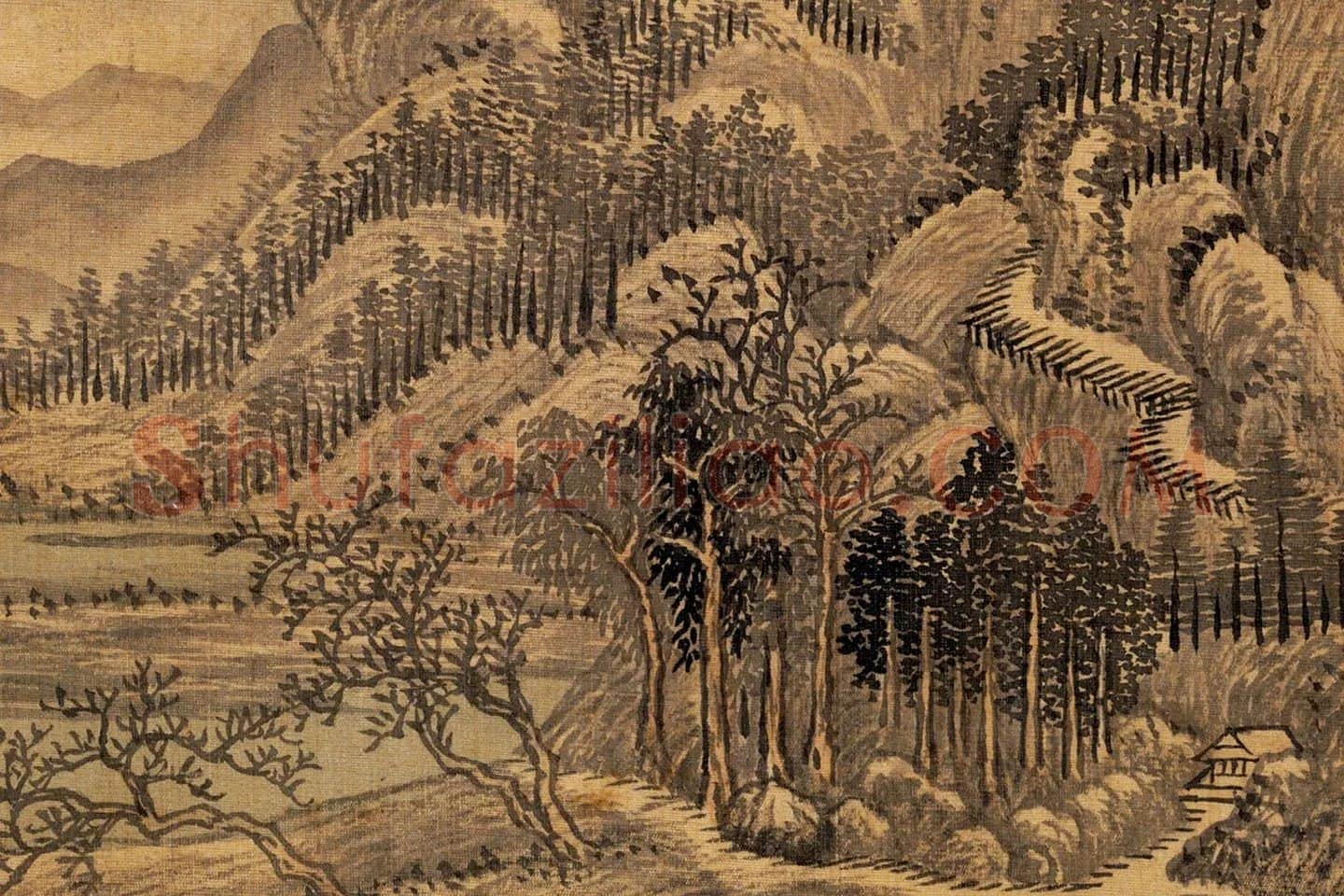 清王翚仿古山水画册页高清图局部 (2)