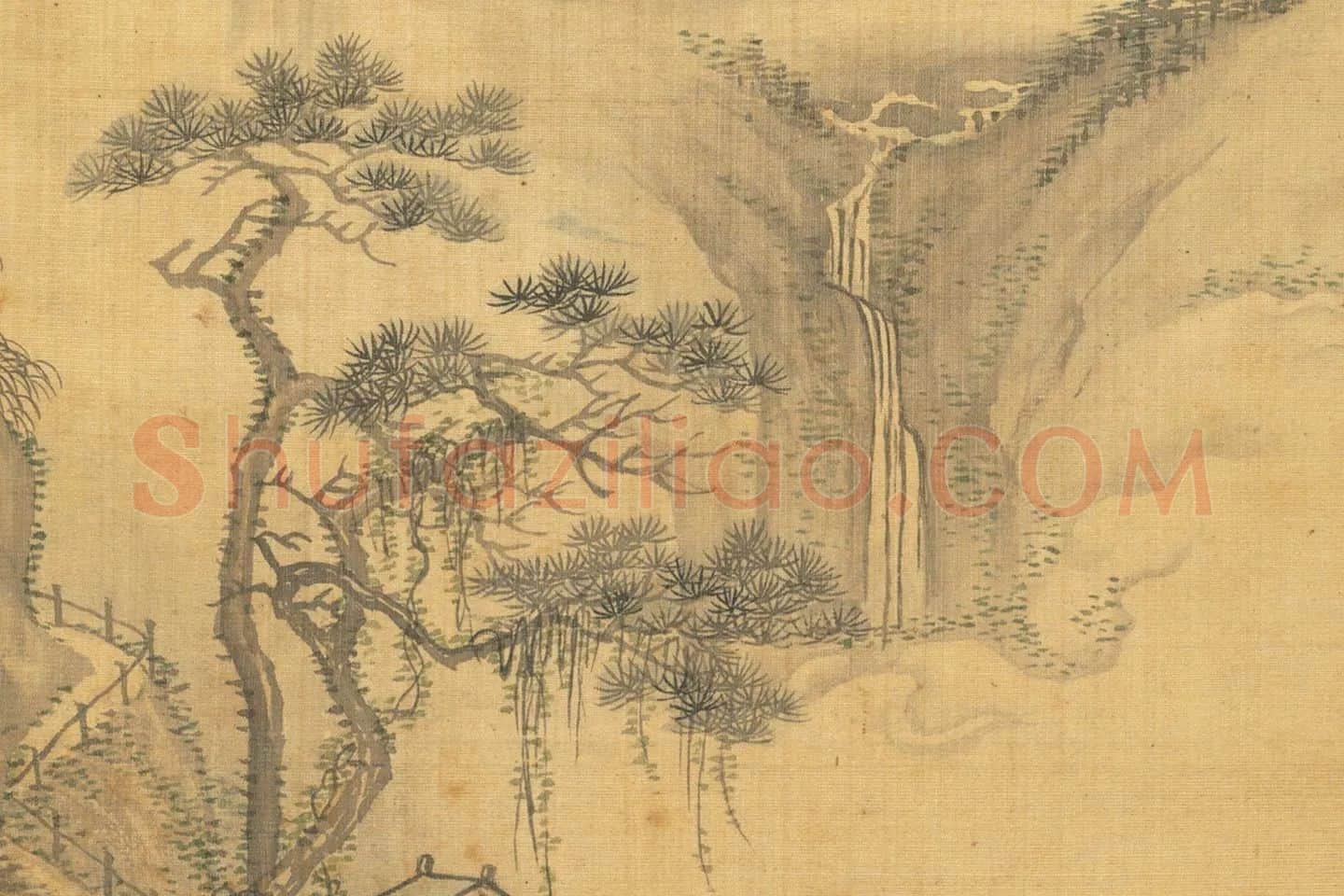 清王翚仿古山水画册页高清图局部 (3)