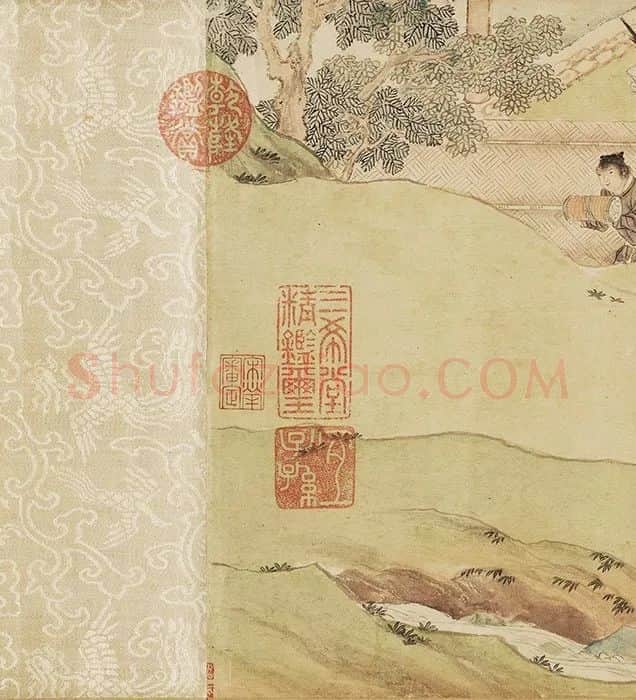 仇英《写经换茶图》卷_12