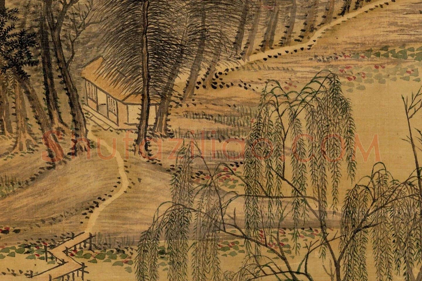 清王翚仿古山水画册页高清图局部 (4)