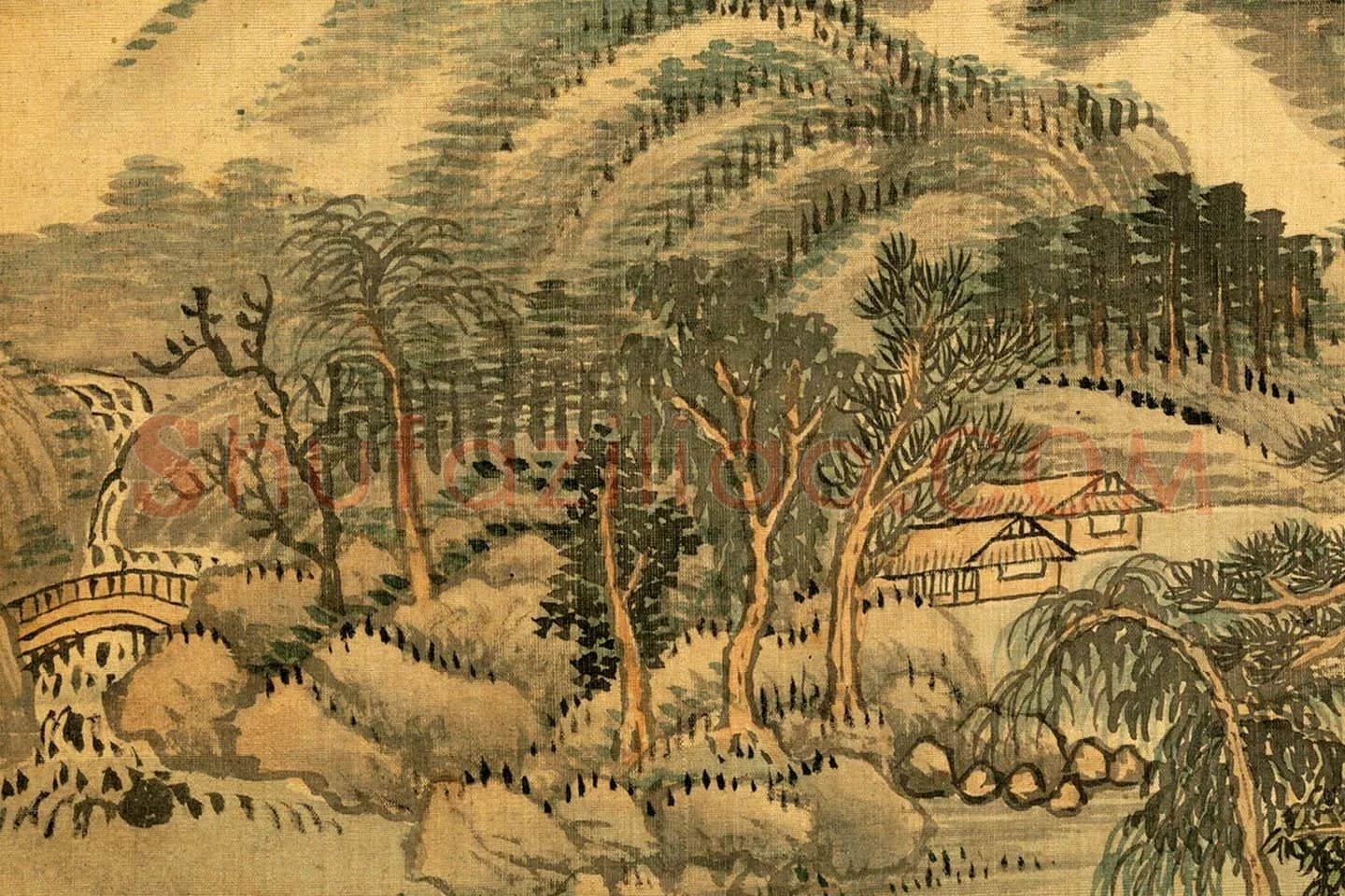 清王翚仿古山水画册页高清图局部 (5)