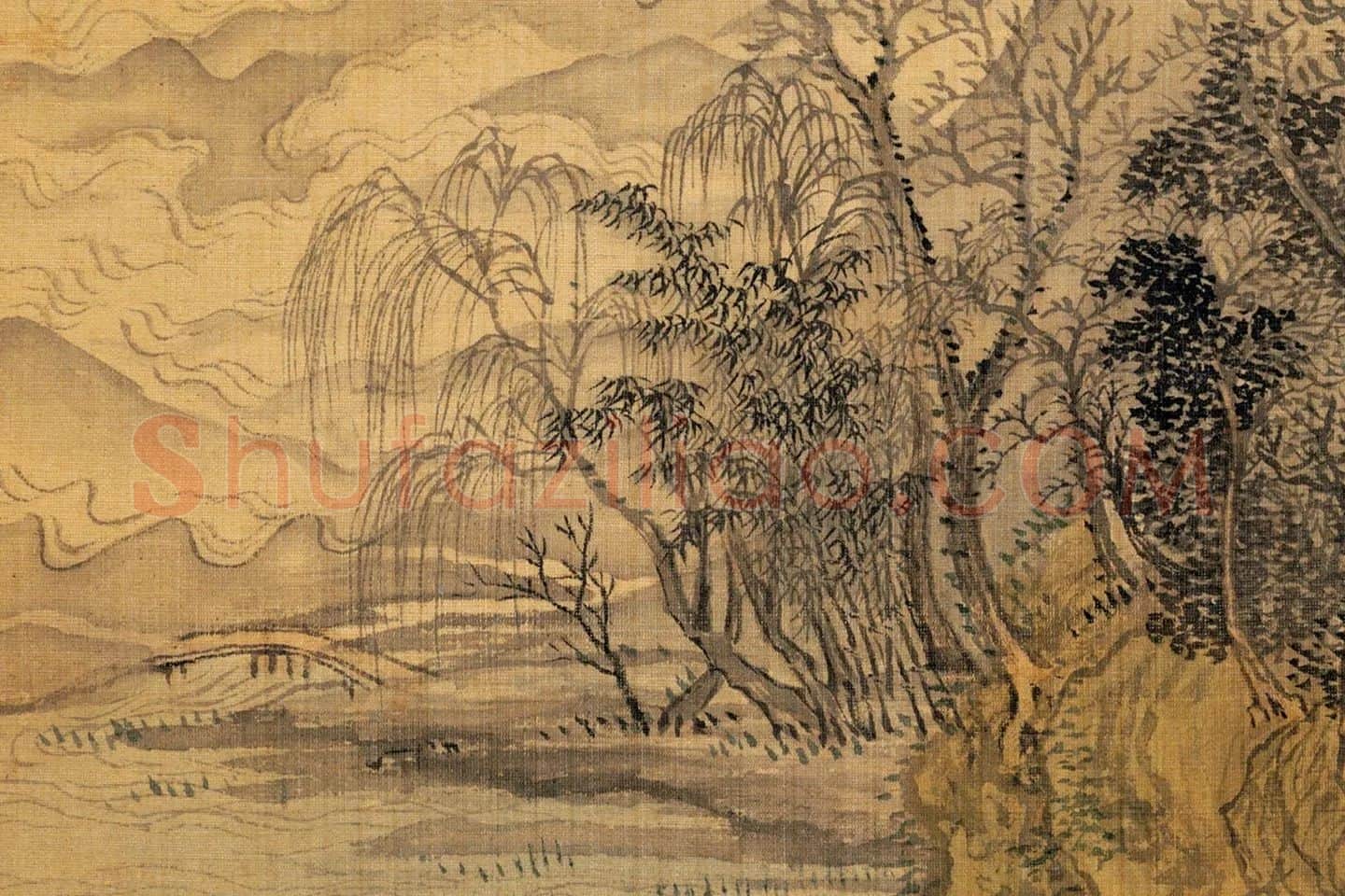 清王翚仿古山水画册页高清图局部 (6)