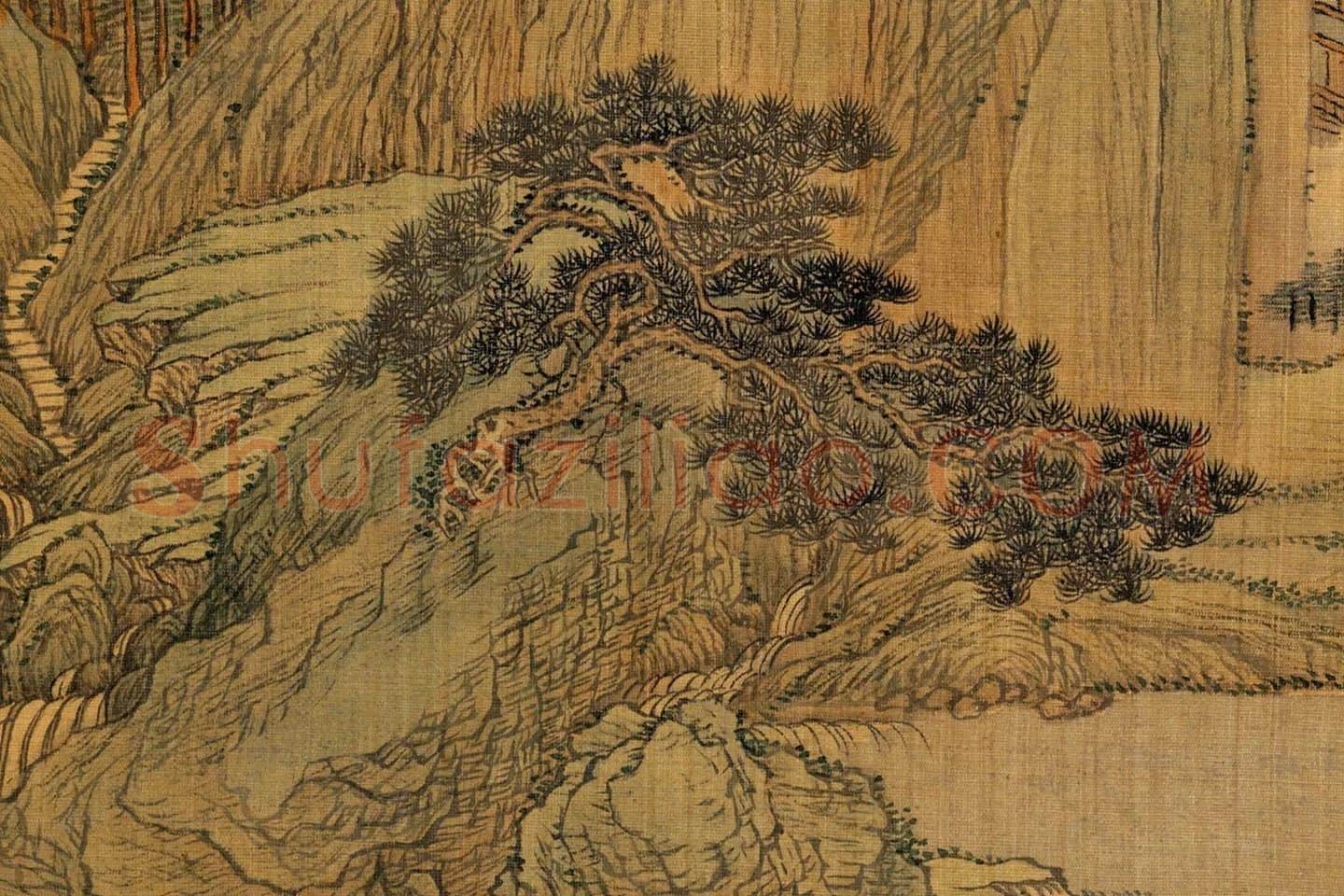 清王翚仿古山水画册页高清图局部 (7)