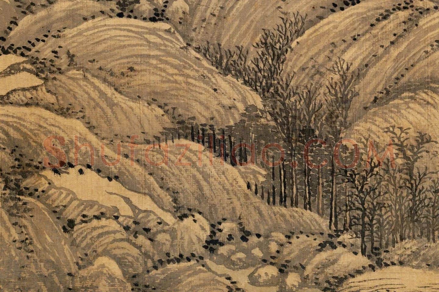 清王翚仿古山水画册页高清图局部 (9)