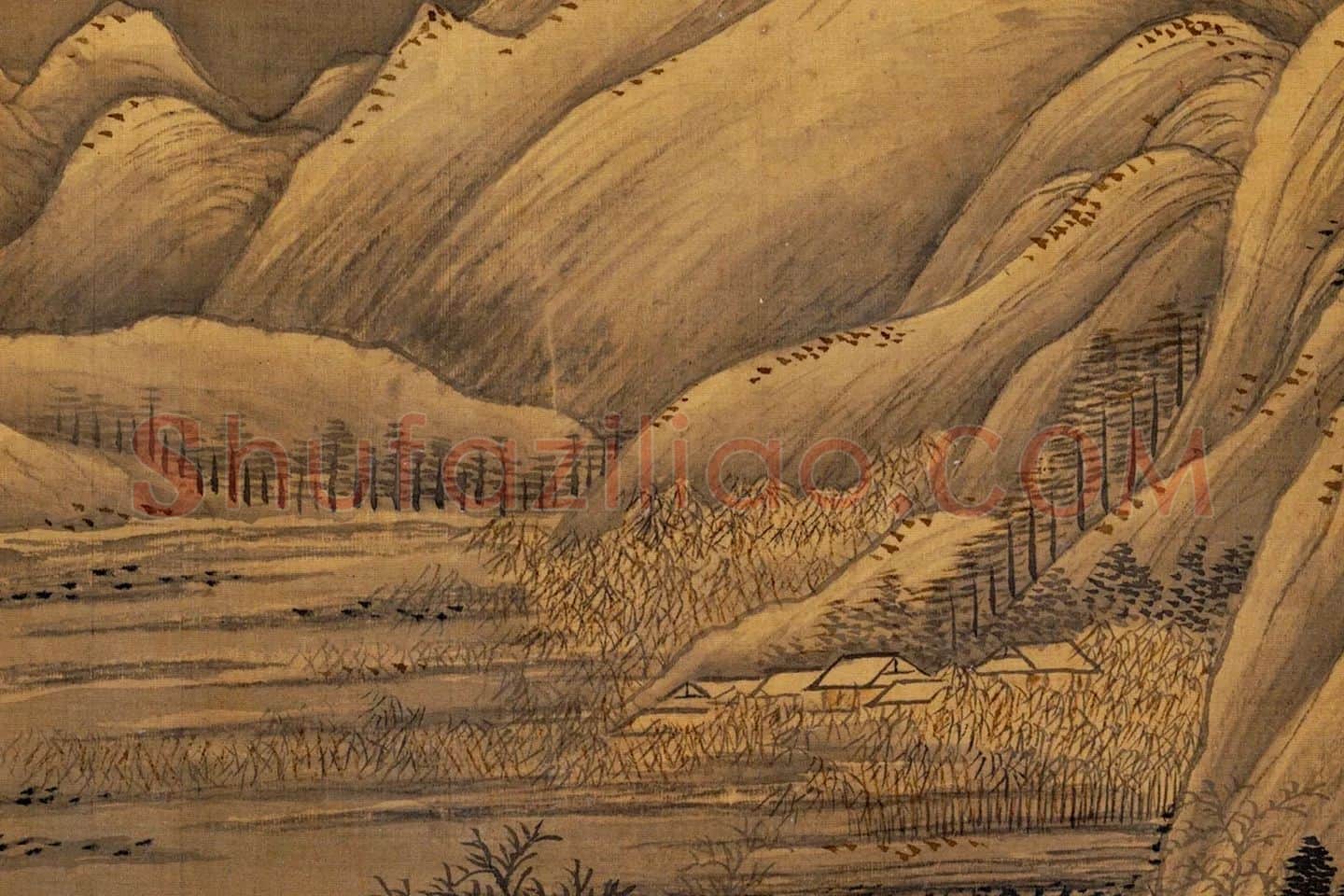 清王翚仿古山水画册页高清图局部 (10)
