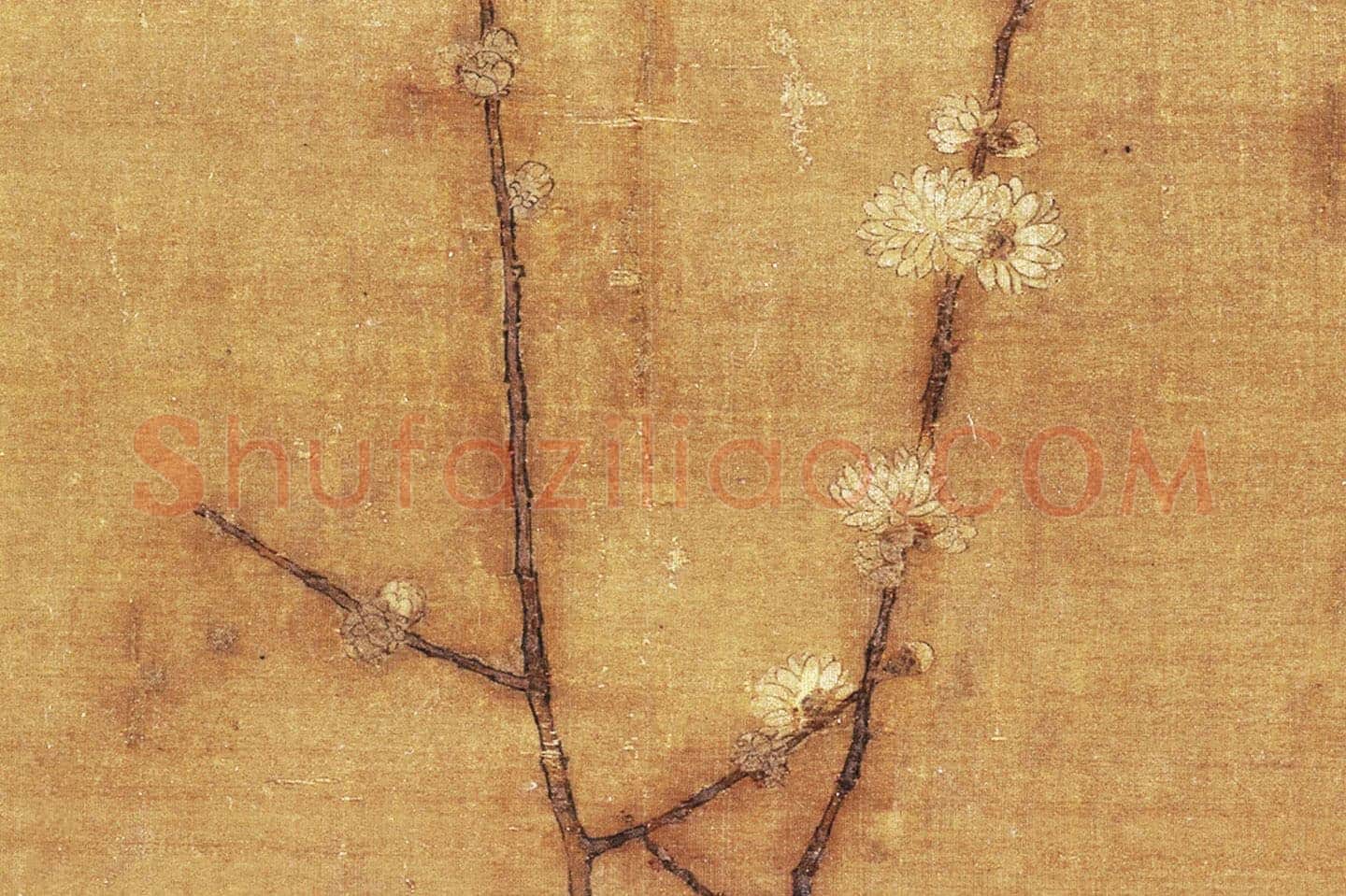 宋徽宗赵佶花鸟画《蜡梅山禽图》局部 (2)