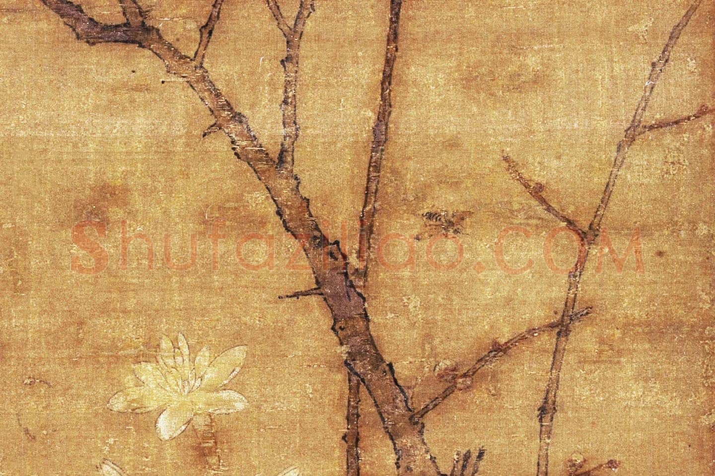 宋徽宗赵佶花鸟画《蜡梅山禽图》局部 (3)