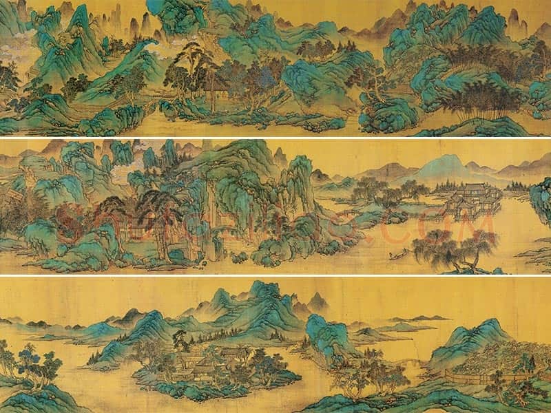 仇英青绿山水画《辋川十景图》卷