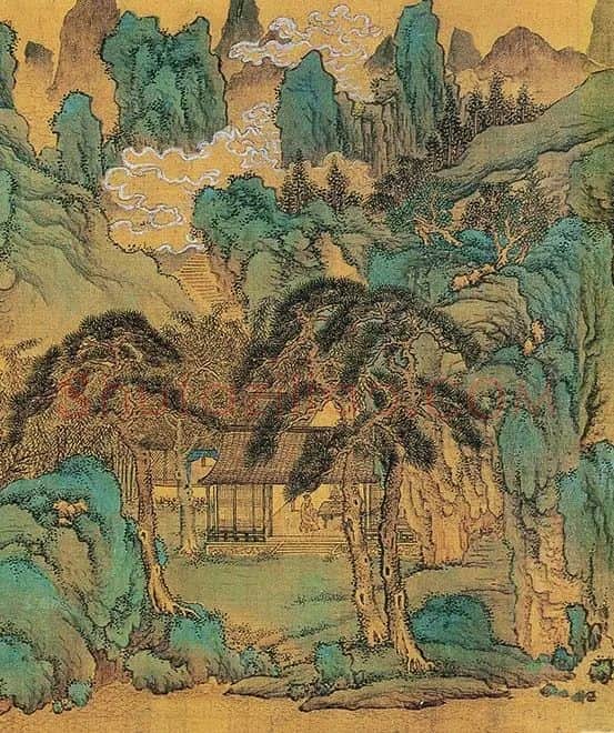 仇英青绿山水画《辋川十景图》_09