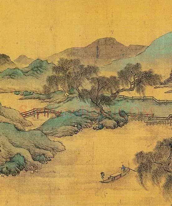 仇英青绿山水画《辋川十景图》_11