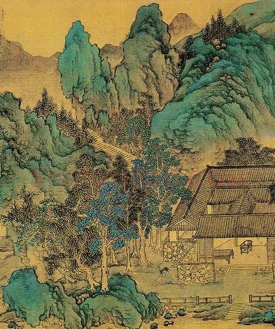 仇英青绿山水画《辋川十景图》_13