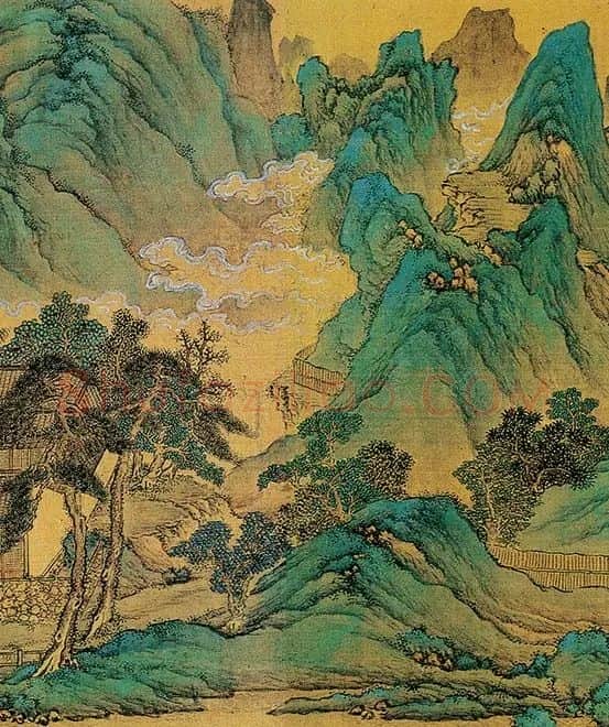 仇英青绿山水画《辋川十景图》_14