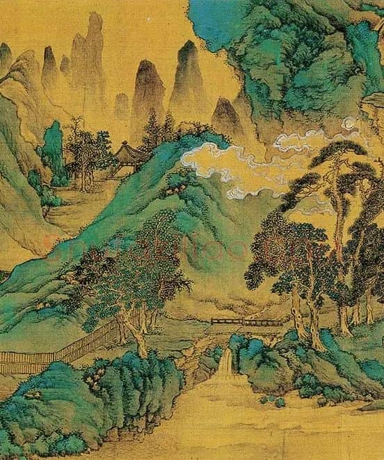 仇英青绿山水画《辋川十景图》_15