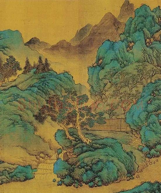 仇英青绿山水画《辋川十景图》_17