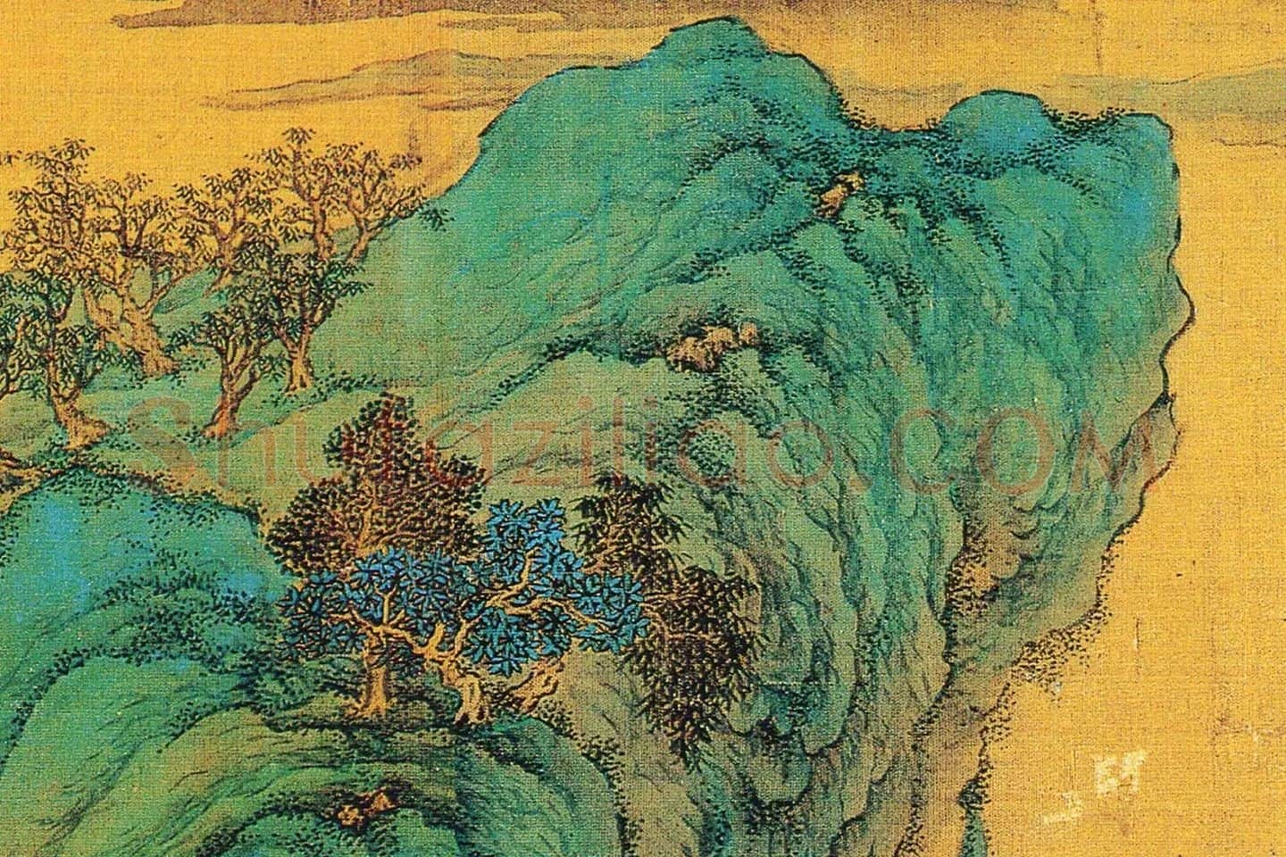 仇英青绿山水画《辋川十景图》局部 (5)