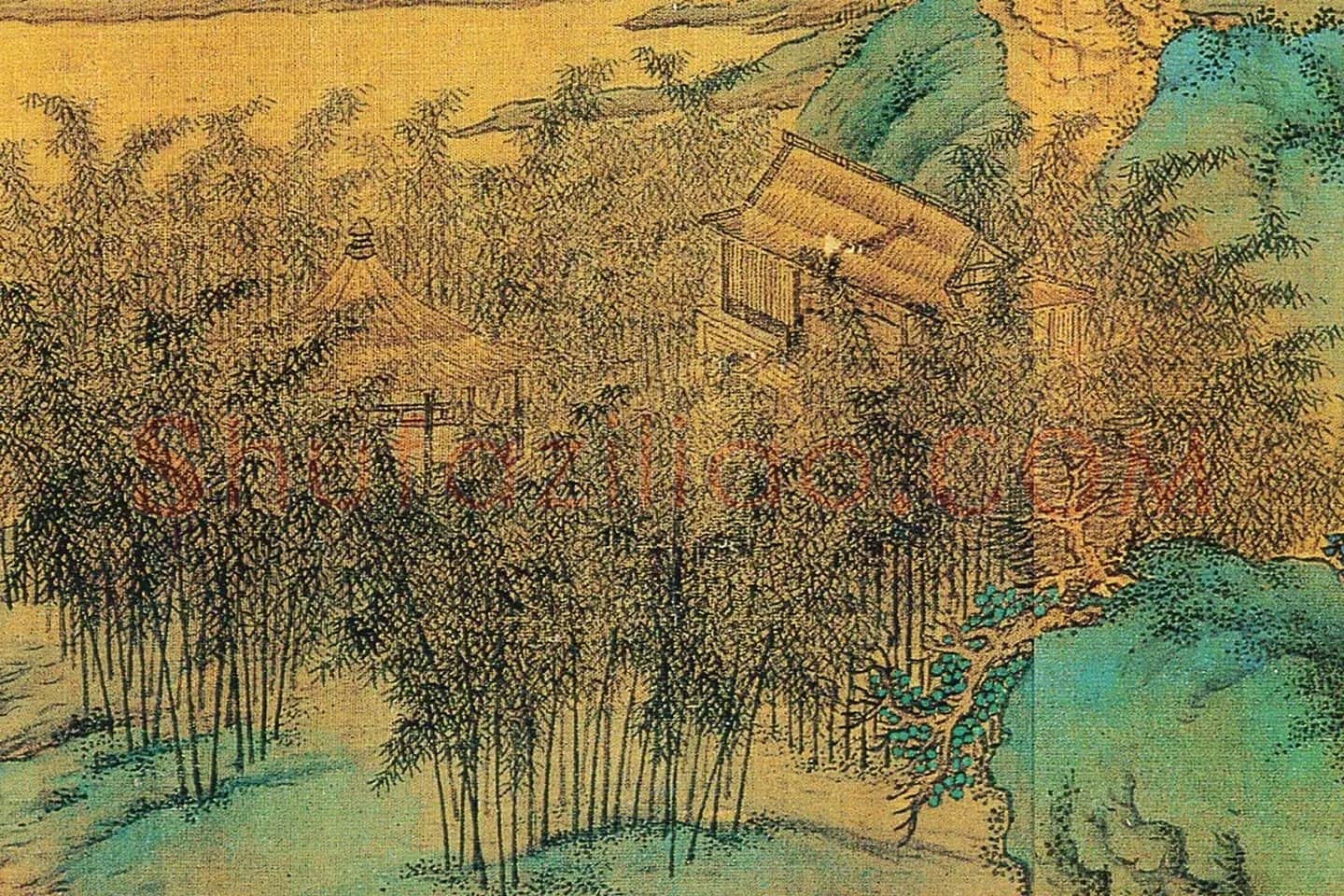 仇英青绿山水画《辋川十景图》局部 (6)