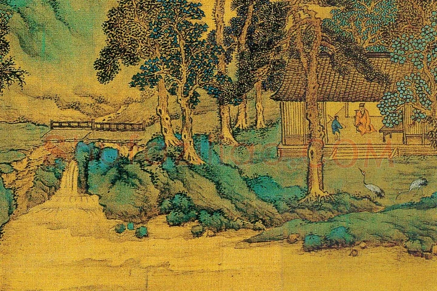 仇英青绿山水画《辋川十景图》局部 (11)