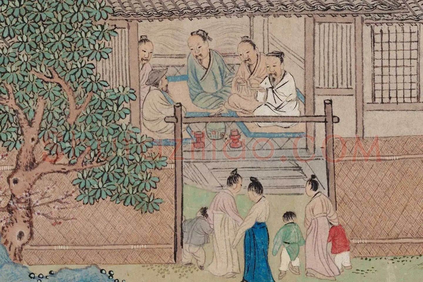仇英《桃花源图》高清大图局部 (3)