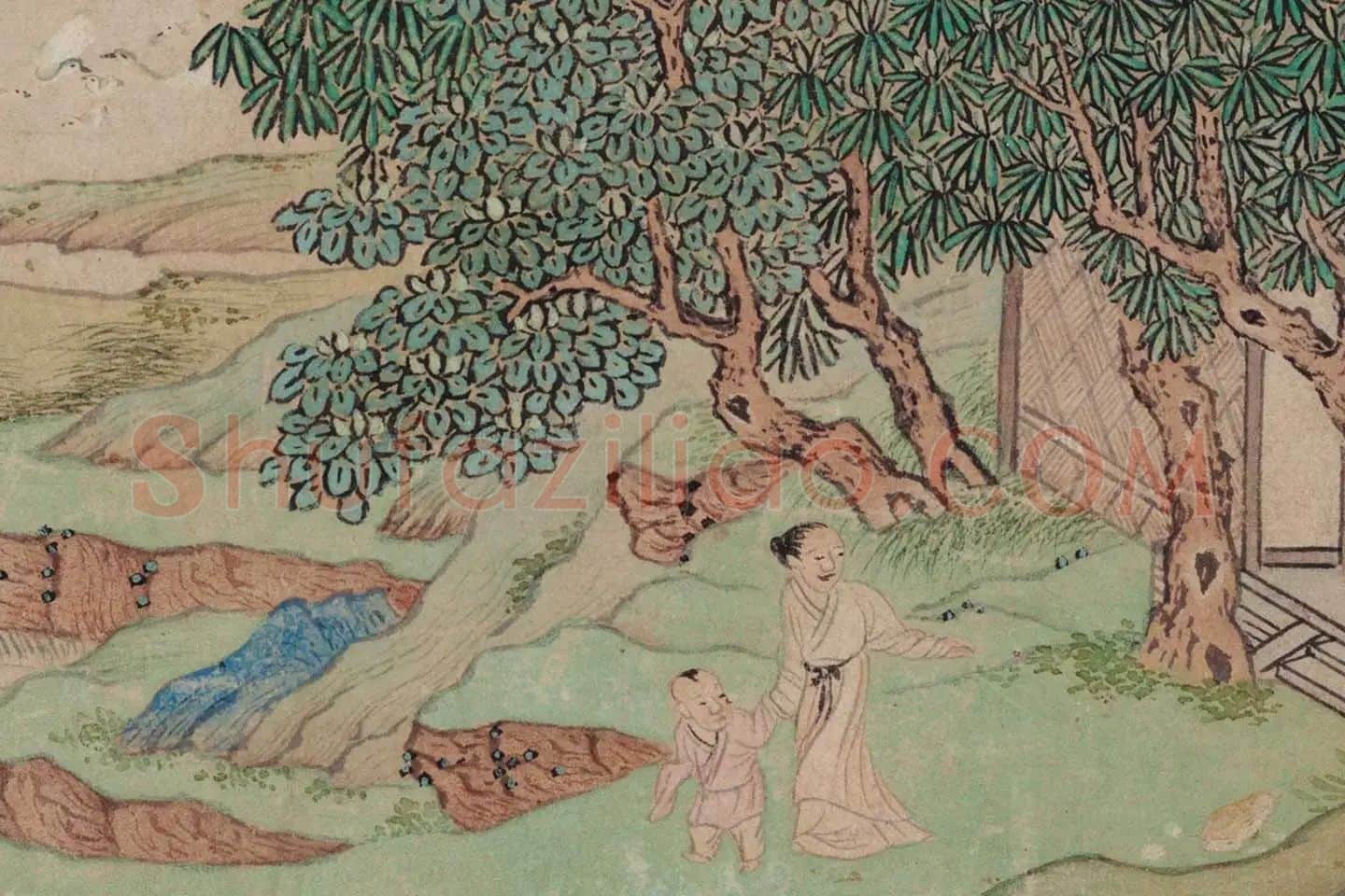 仇英《桃花源图》高清大图局部 (8)