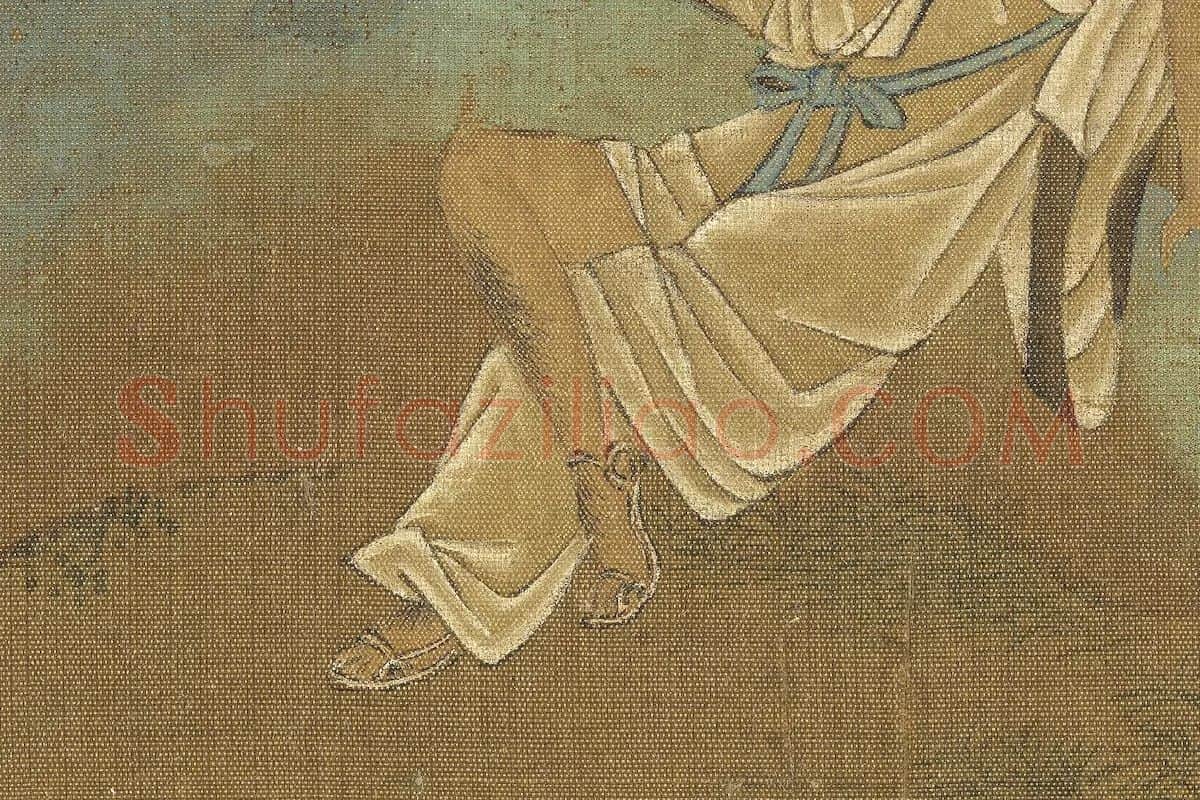 夏圭山水人物《秋林高士图》高清局部 (2)