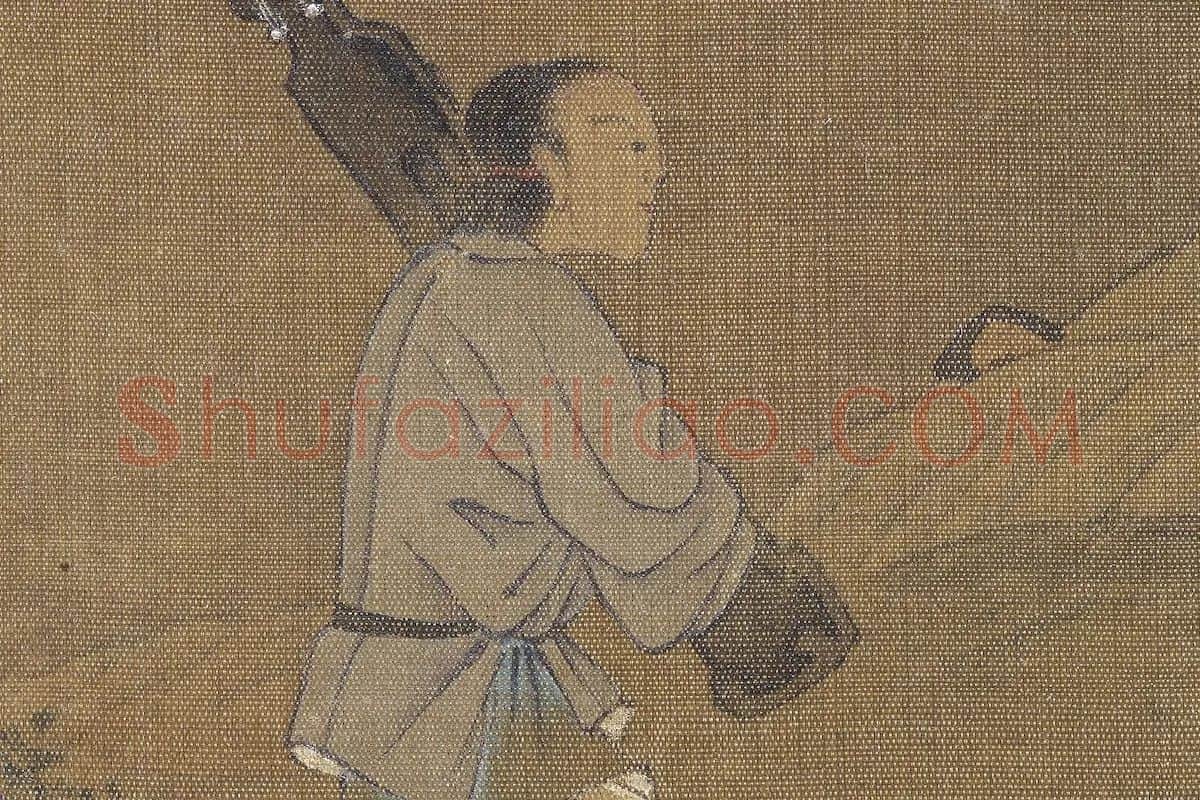 夏圭山水人物《秋林高士图》高清局部 (3)