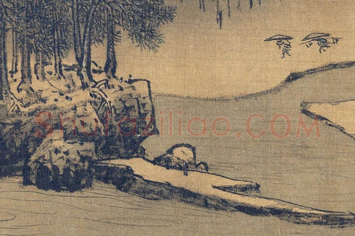 夏圭雪景山水画高清局部 (2)
