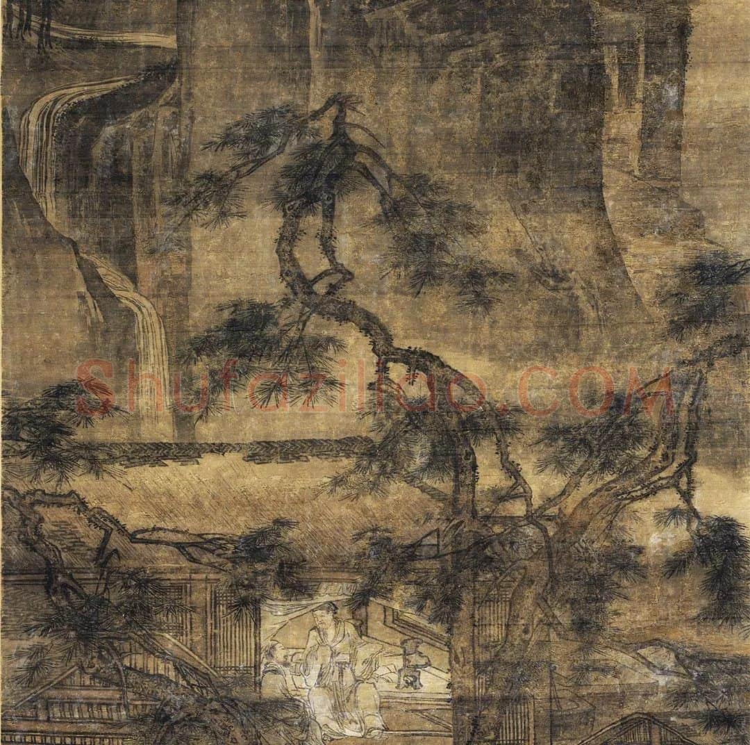 夏圭(款)山水人物画《山居图》轴_02