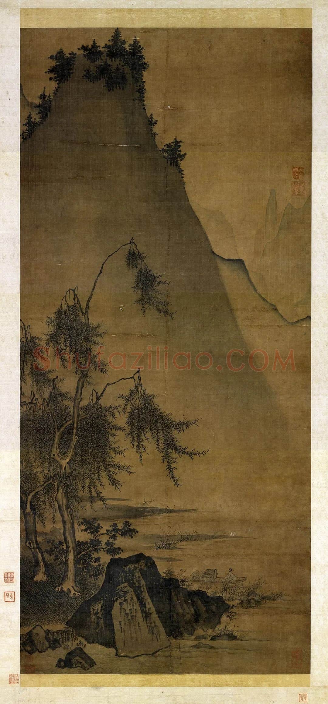 夏圭山水画《归棹图》