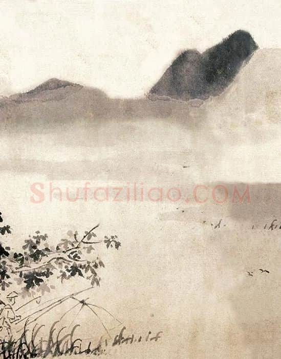 蓝瑛水墨山水画《秋山幽居图》_10
