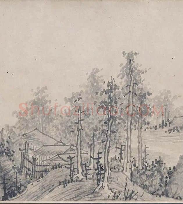 吴镇山水画《草亭诗意图》_06