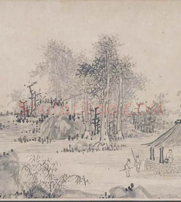 吴镇山水画《草亭诗意图》_07