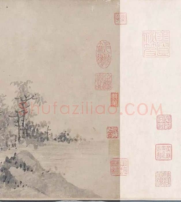 吴镇山水画《草亭诗意图》_09