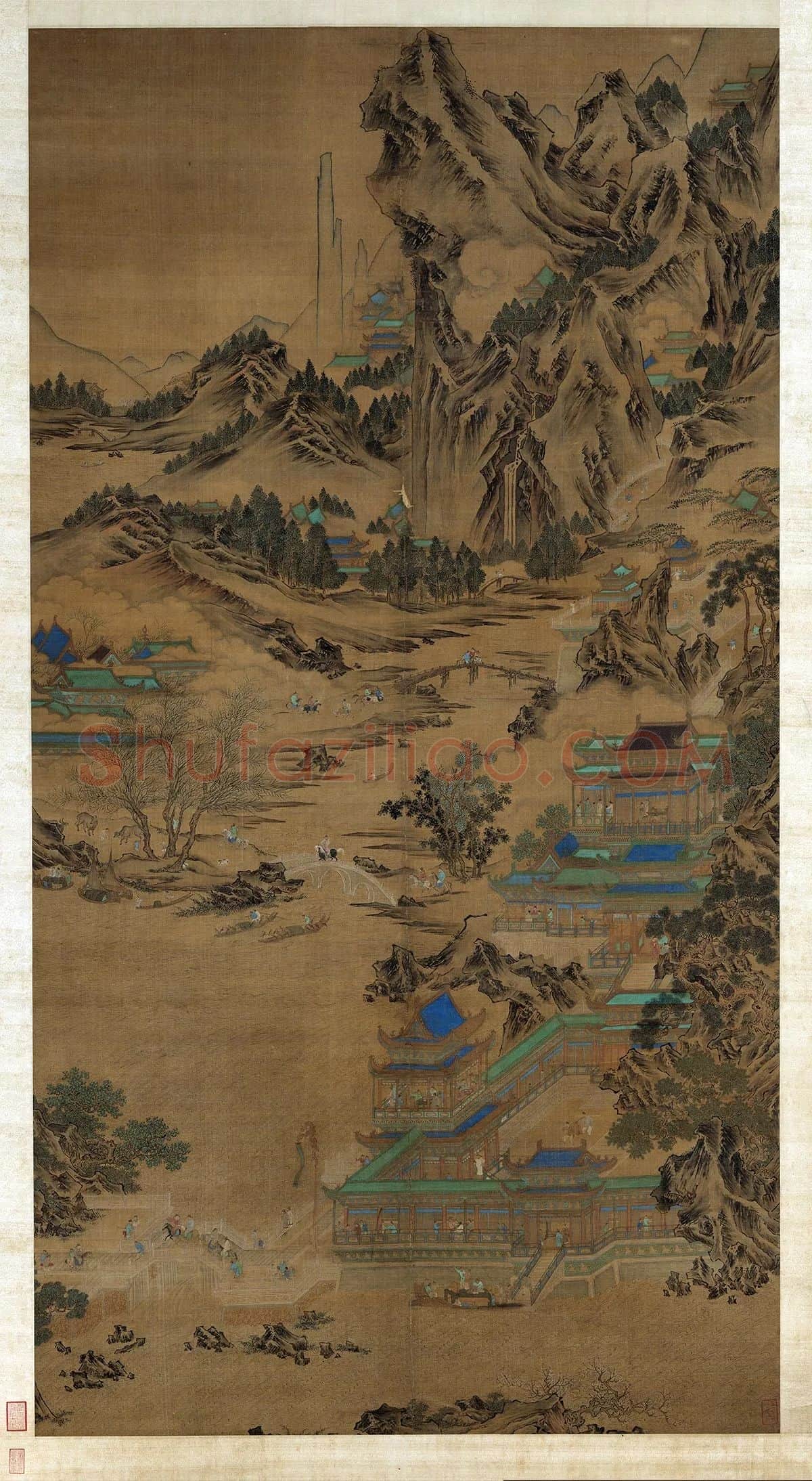 传郭熙山水楼阁画《滕王阁轴》