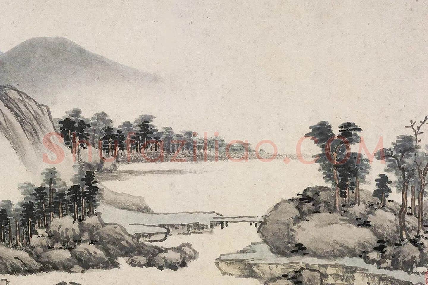 沈周仿黄公望富春山居图局部 (1)