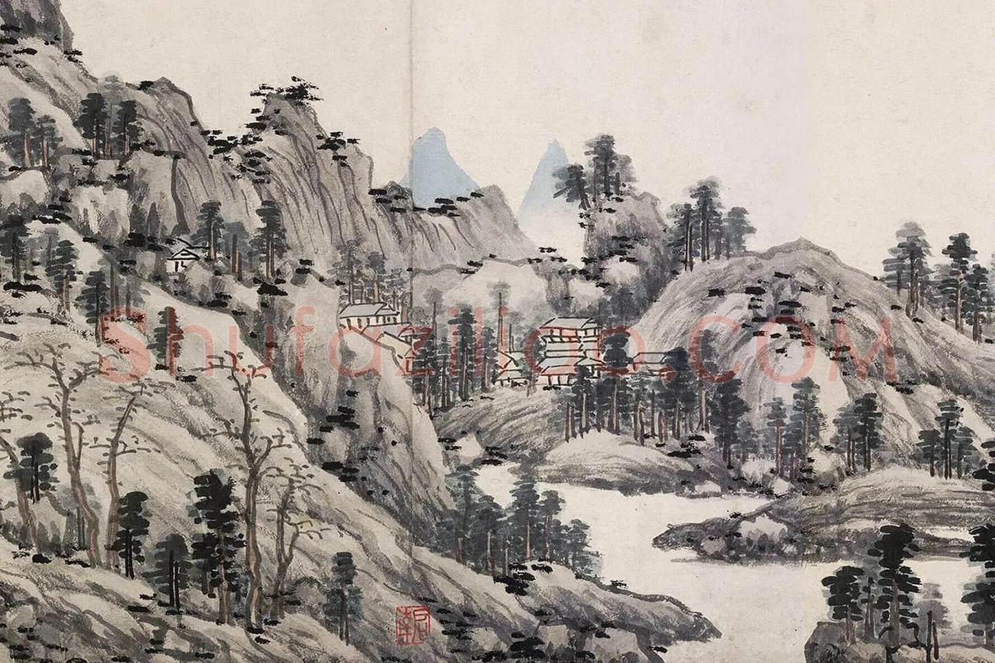沈周仿黄公望富春山居图局部 (4)