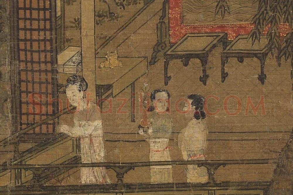 周文矩《水榭看凫图》局部 (2)