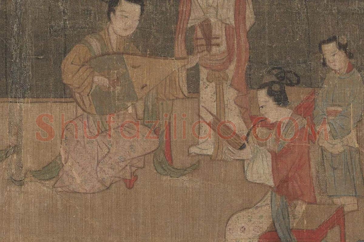 周文矩仕女画《按乐图》局部 (1)