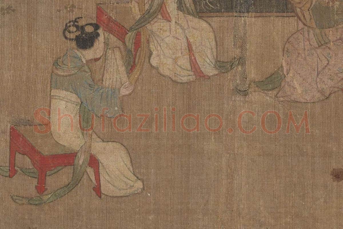 周文矩仕女画《按乐图》局部 (3)
