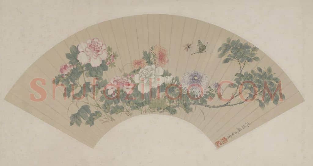 沈振麟花卉蜂蝶图扇页 | 故宫绘画藏品